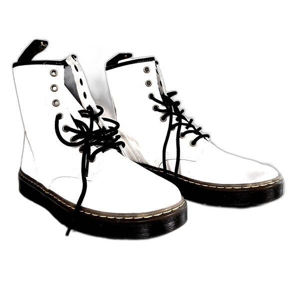 Dr. Marten's Zavala White Lace-up Combat Boots - Size 10 - Picture 1 of 5